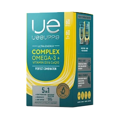 UESUPPS Ультра Энерджи Омега-3 + Витамин D3 и Коэнзим Q10 / 60капс