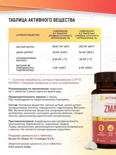 Nutraway ZMA / 90таб - Cлайд 2