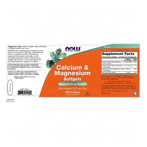 NOW Calcium & Magnesium + D / 240капс - Cлайд 2