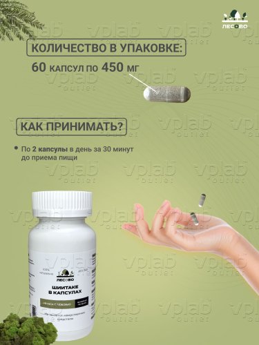ЛЕСОВО Шиитаке 450мг / 60капс - Cлайд 3