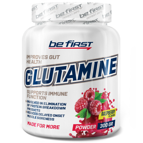 Be first Glutamine powder / 300г / малина