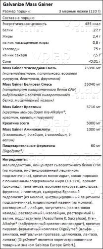 Galvanize Масс гейнер / 3000г / шоколад орех - Cлайд 2