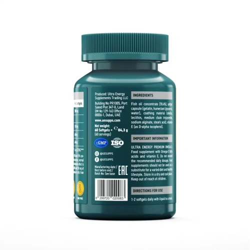 UESUPPS Ультра Энерджи Премиум Омега-3 / 60капс - Cлайд 3