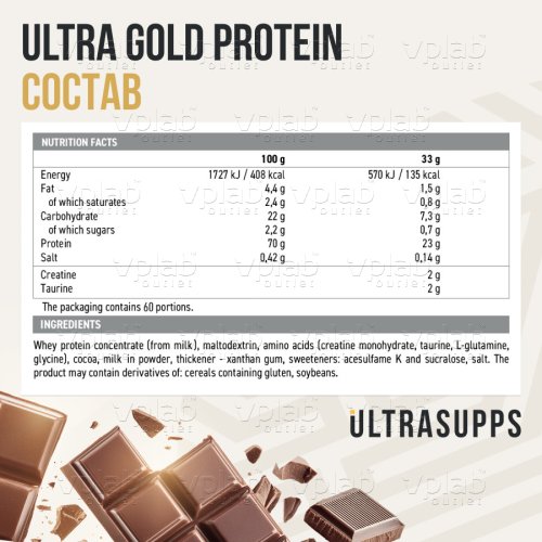 ULTRASUPPS Ultra Gold Protein / 2кг / шоколад - Cлайд 4