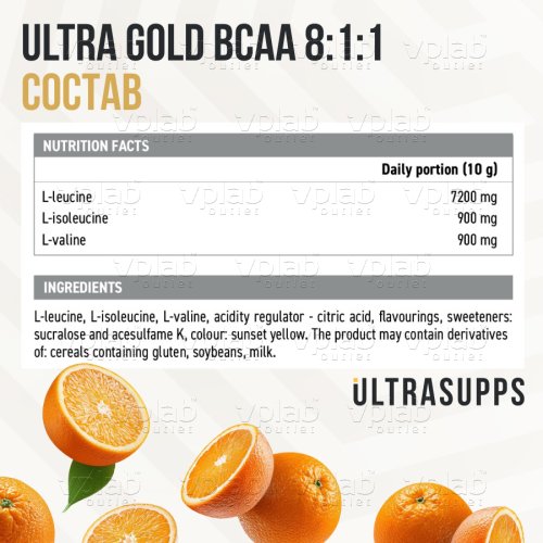 ULTRASUPPS Ultra Gold BCAA 8:1:1 / 300г / апельсин - Cлайд 4