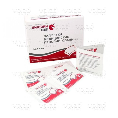 Салфетки проспиртованные SOYUZ / 6,5 х 5,6см / 100 шт