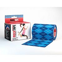 RockTape Кинезиотейп Mini Big Daddy / 10см x 5м / синий узор