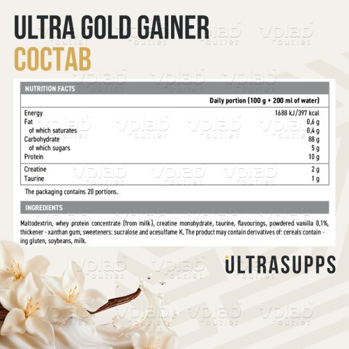ULTRASUPPS Ultra Gold Gainer / 2кг / ваниль - Cлайд 5